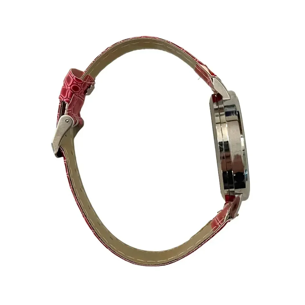 NEW CAY Women's Fashion Watch HOLLOWED FACE Triangular Dial RED FAUX LEATHER